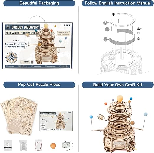 Robotime 3D Wooden Puzzle Toy - Huge Orbiting Solar System 8 Planets - Woodylands Crafts (Copy)