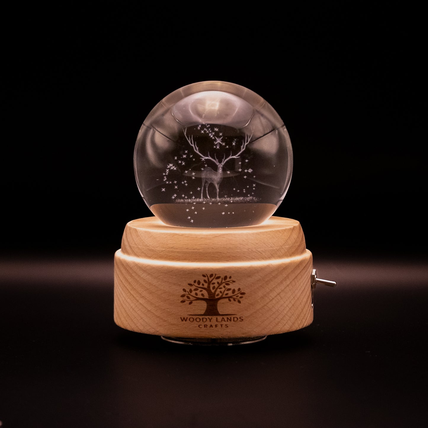 3D Crystal Baby Night Light Snowglobe Music Box - Reindeer