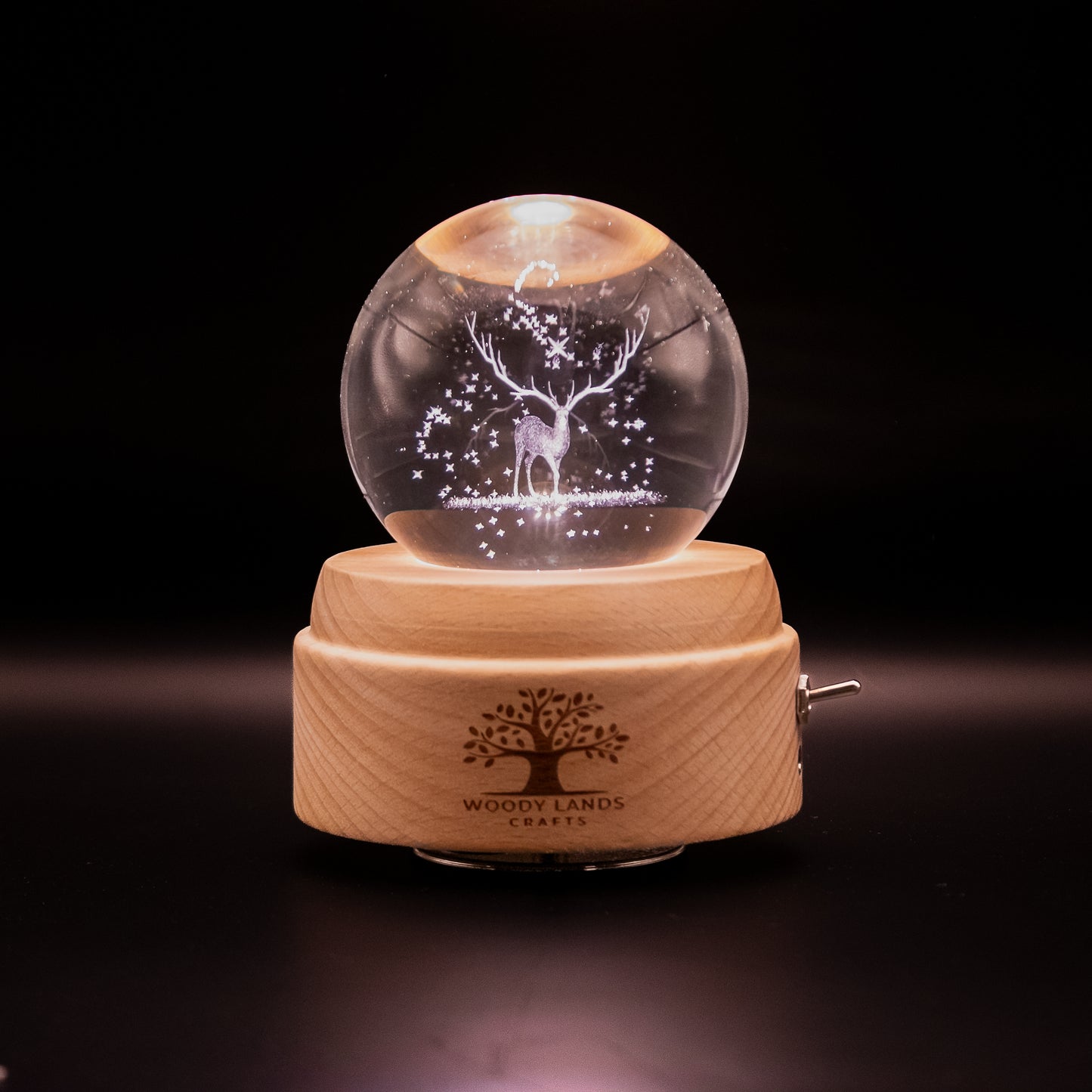 3D Crystal Baby Night Light Snowglobe Music Box - Reindeer