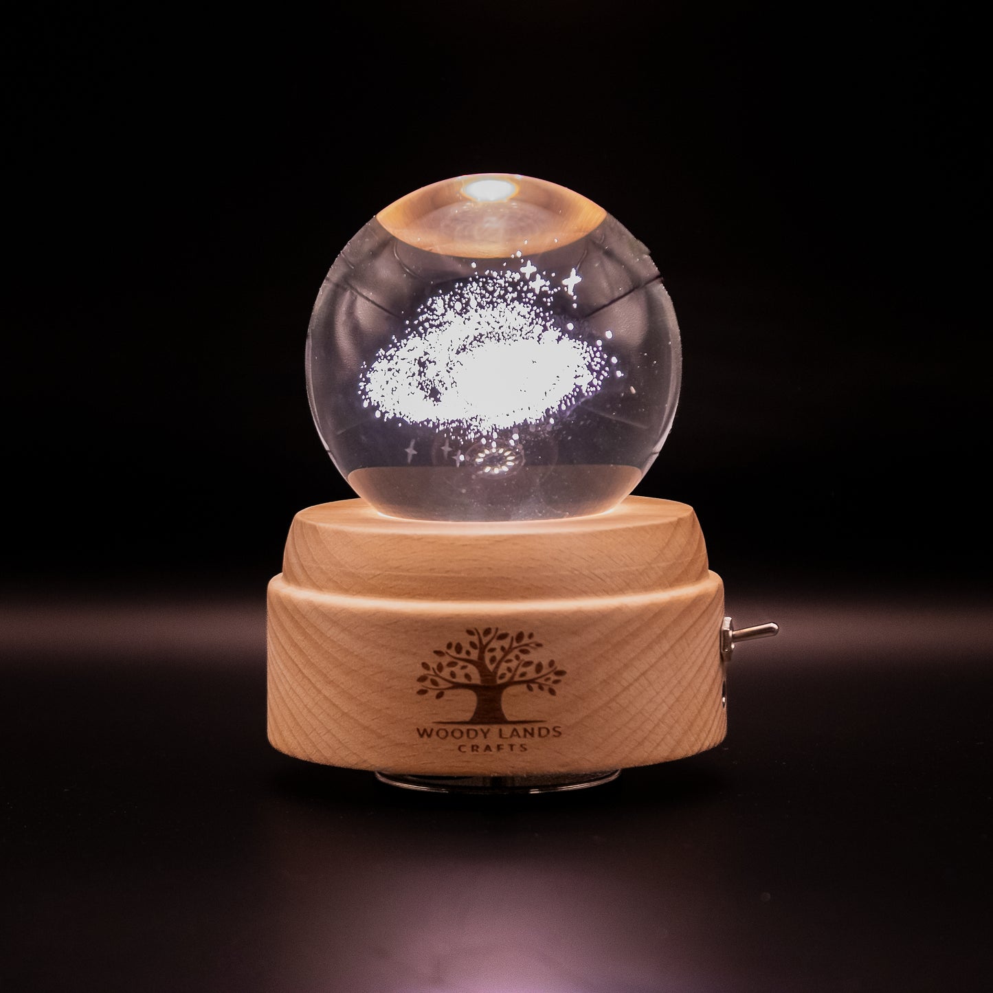 3D Crystal Baby Night Light Snowglobe Music Box - Milky Way Galaxy