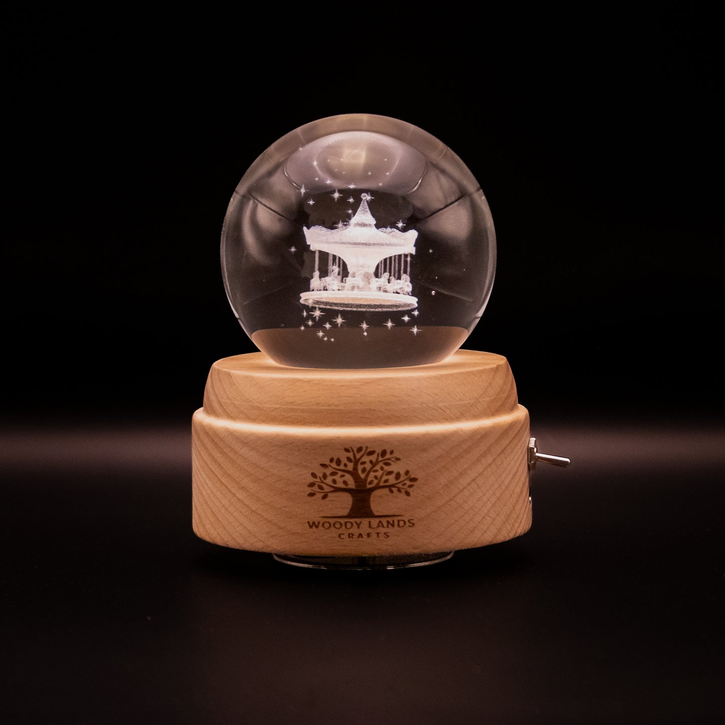 3D Crystal Baby Night Light Snowglobe Music Box - Merry Go Rounds Carousel