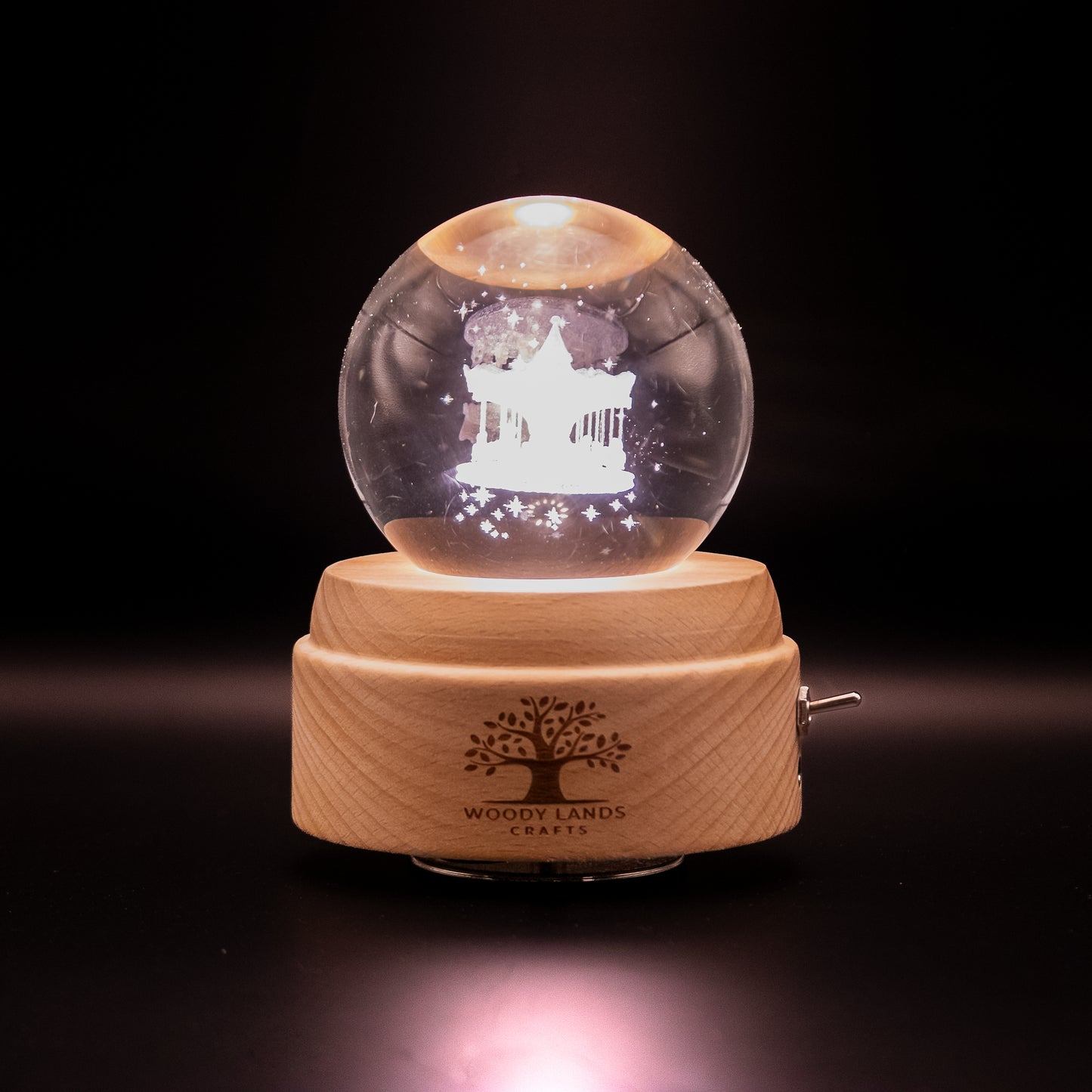 3D Crystal Baby Night Light Snowglobe Music Box - Merry Go Rounds Carousel