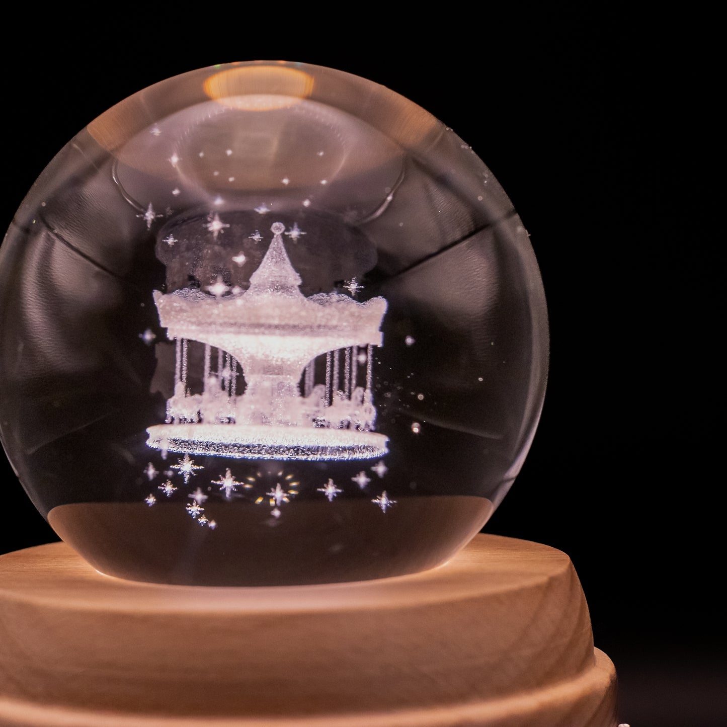 3D Crystal Baby Night Light Snowglobe Music Box - Merry Go Rounds Carousel