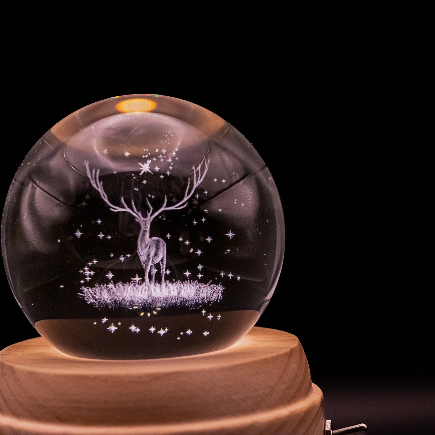 3D Crystal Baby Night Light Snowglobe Music Box - Reindeer
