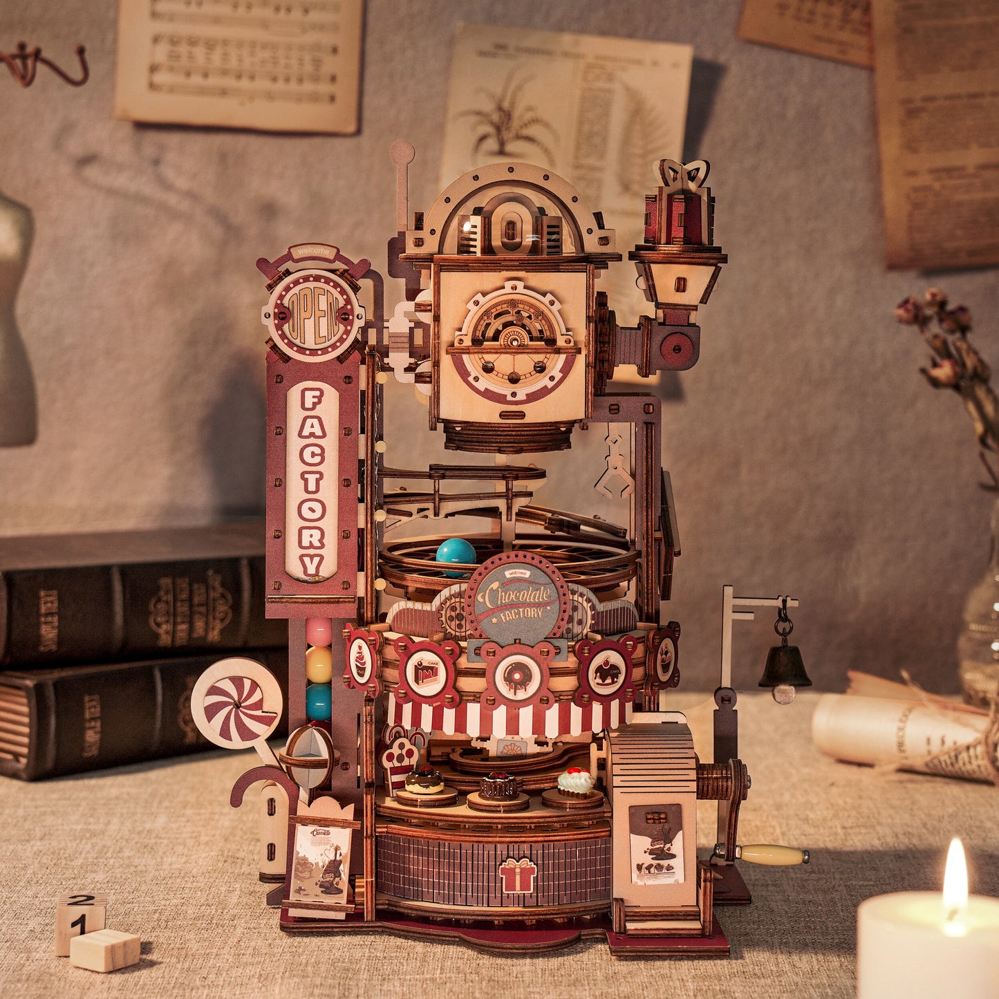 Robotime 3D Wooden Puzzle Toy - marble run - Chocolate Factory - Woodylands Crafts