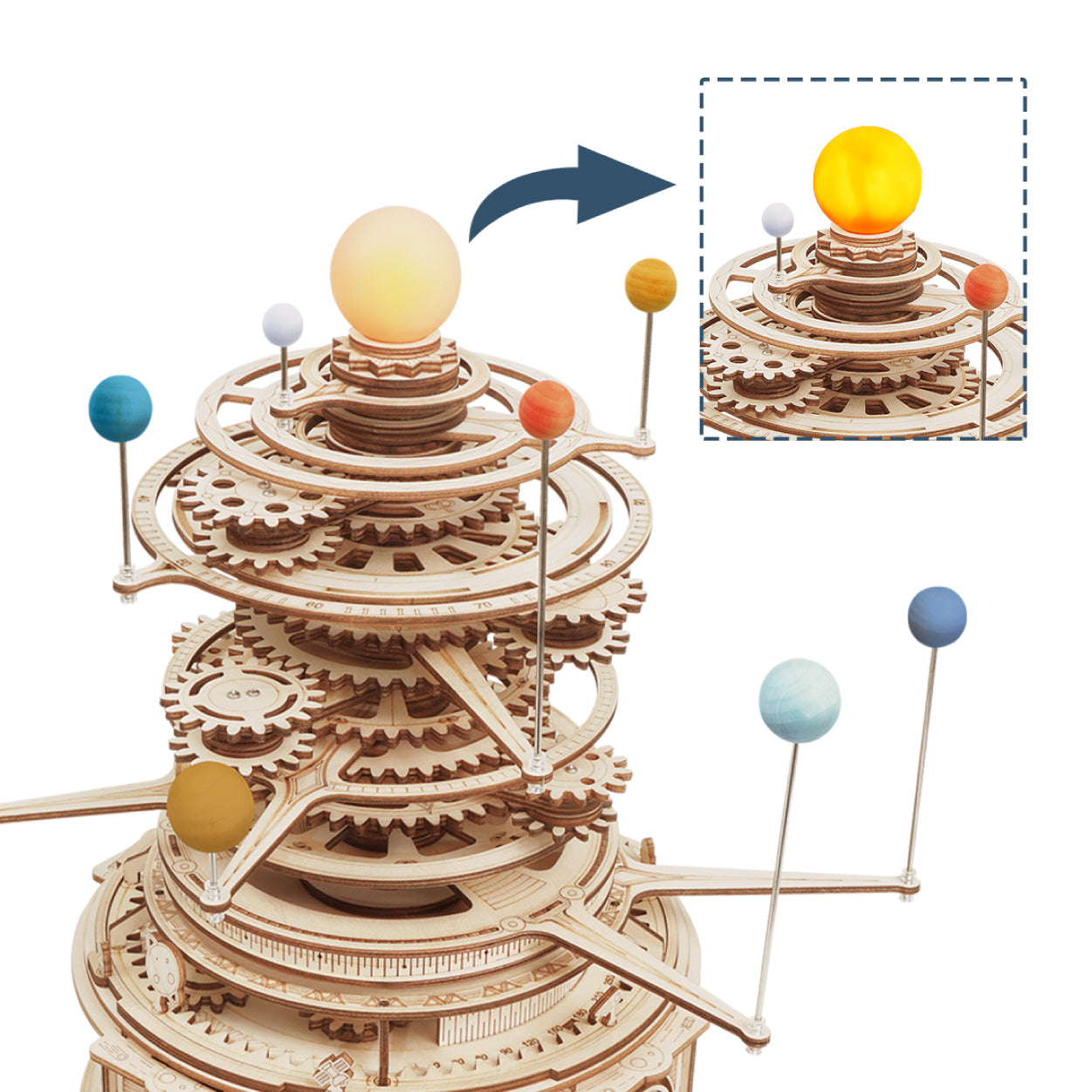 Robotime 3D Wooden Puzzle Toy - Huge Orbiting Solar System 8 Planets - Woodylands Crafts (Copy)