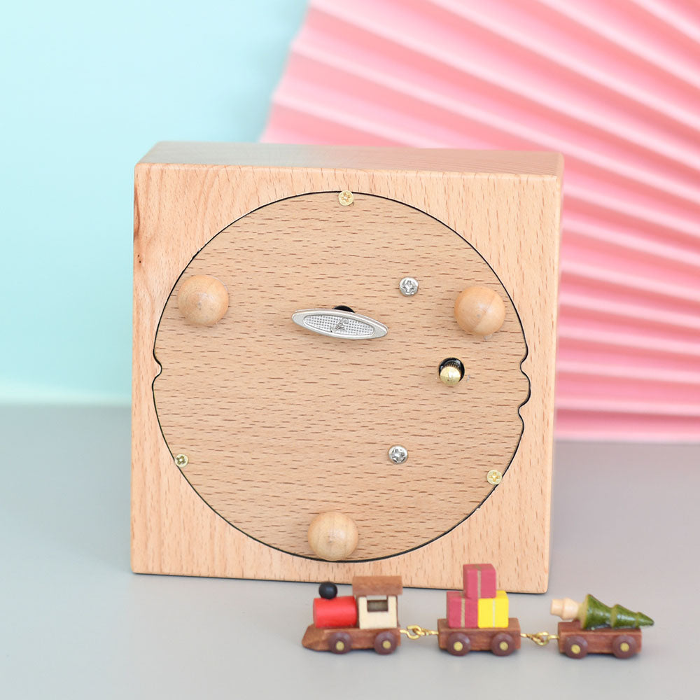 Wooden Music Box - Square Christmas Tree - Merry Christmas tune