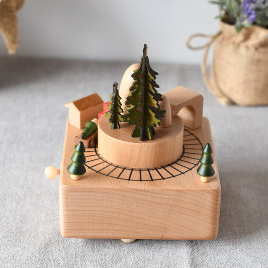 Christmas Music Box - Santa's Train with Gifts Wood colour - Merry Christmas tune