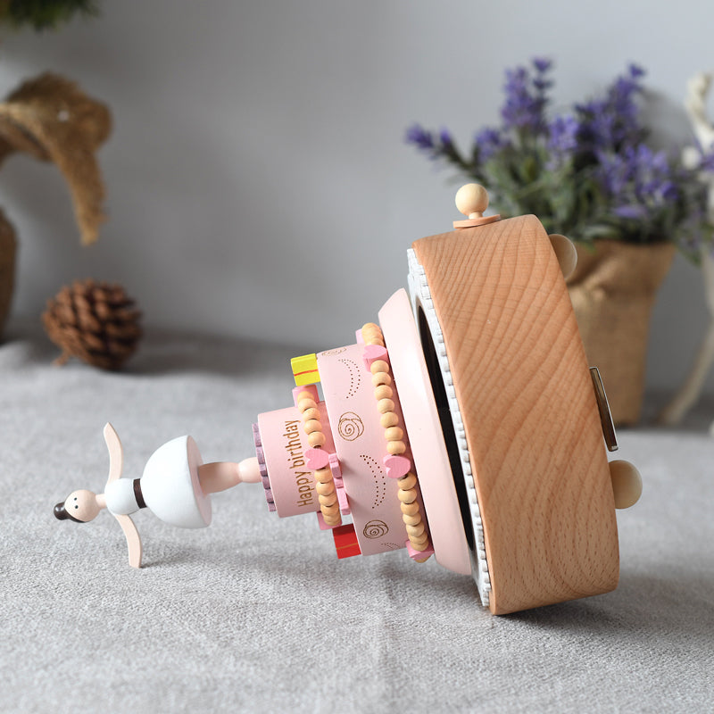 Wooden Dancing Ballerina Music Box Cake - Happy Birthday tune