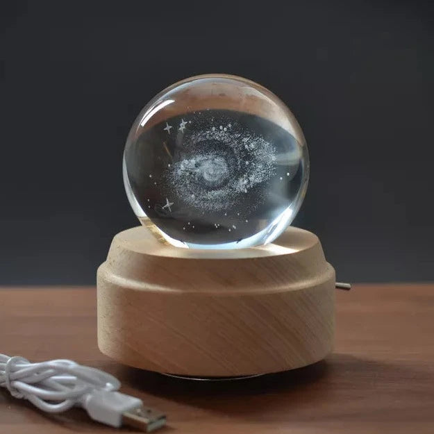 3D Crystal Baby Night Light Snowglobe Music Box - Milky Way Galaxy