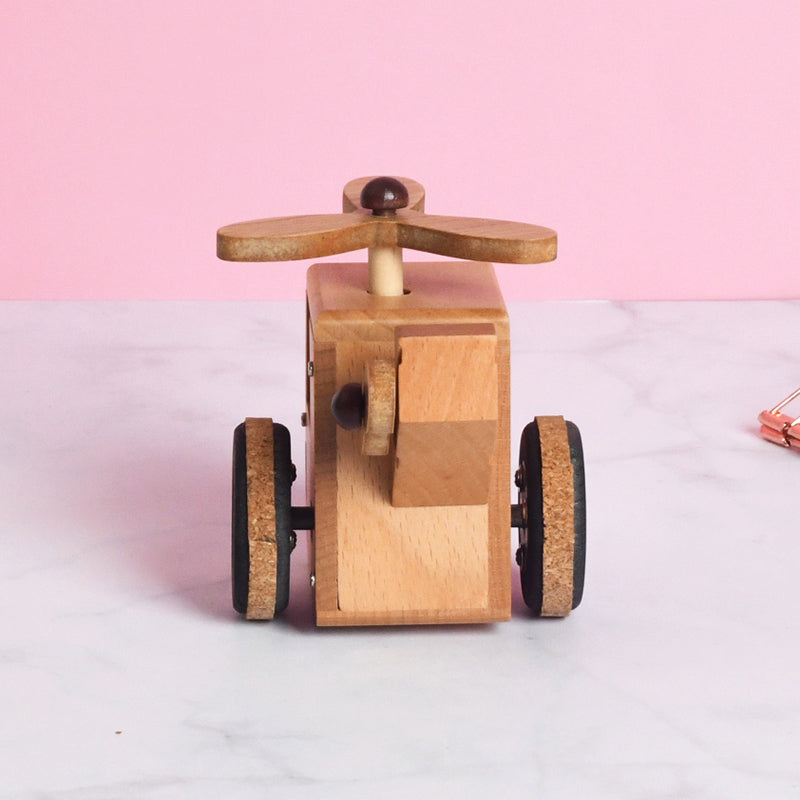 Woodylands Wind-up Toy Cars - Helicopter Music Box - Memory tune - Woodylands Vehicles