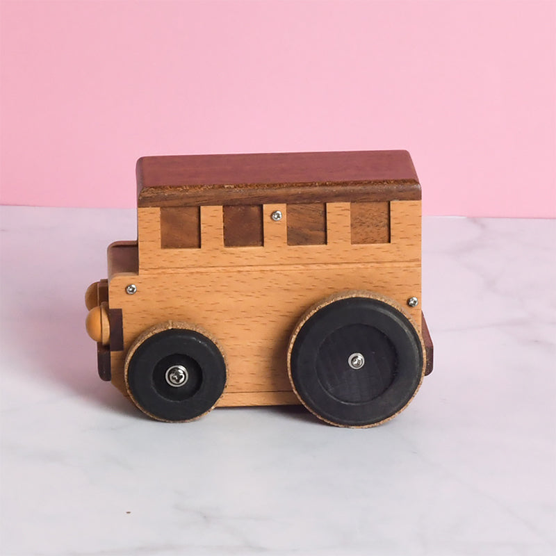 Woodylands Wind-up Toy Cars - Bus Music Box - Memory tune - Woodylands Vehicles