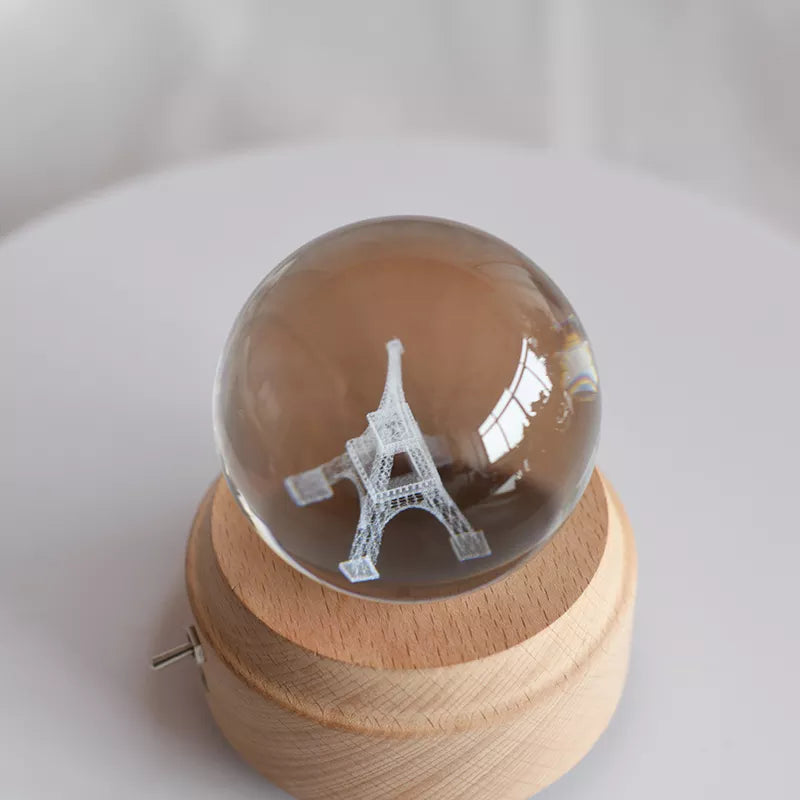 3D Crystal Baby Night Light Snowglobe Music Box - Eiffel Tower