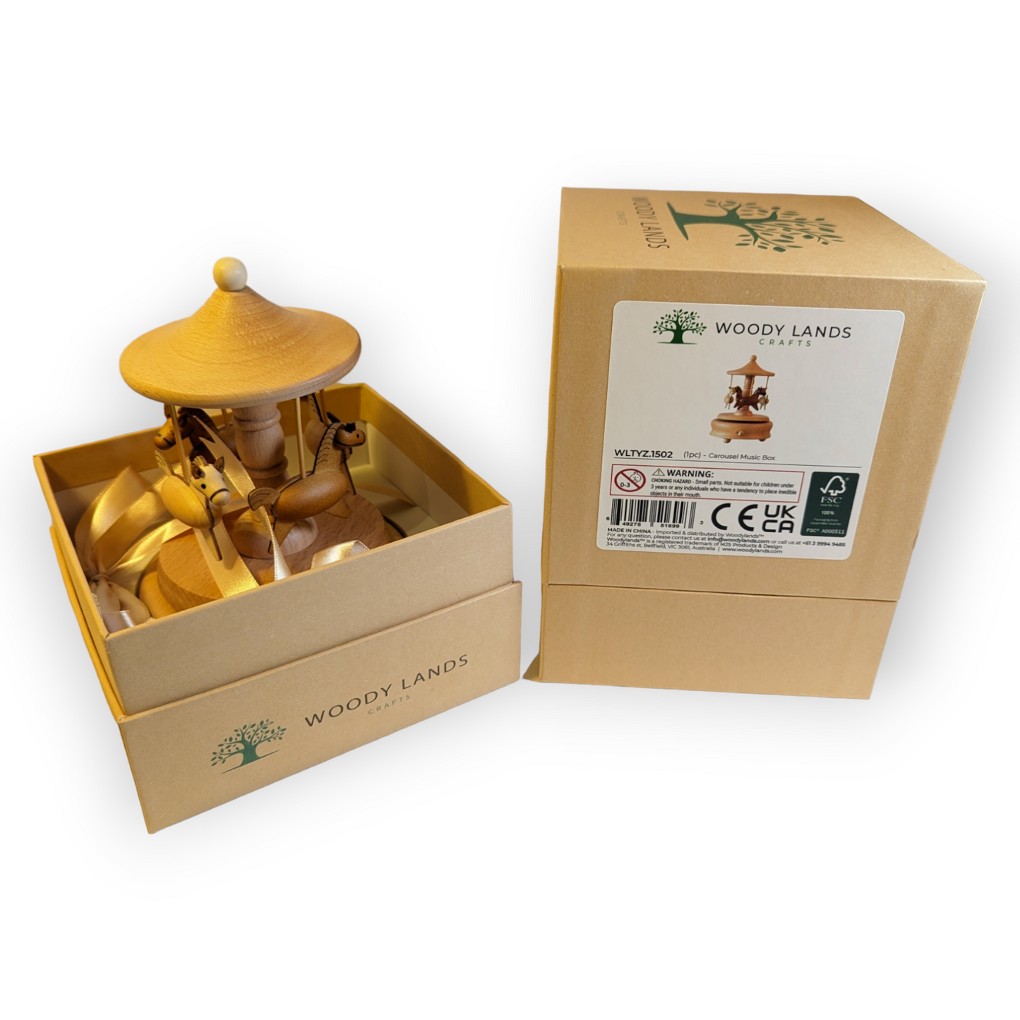 Wooden Music Box - Carousel - The city of the sky tune