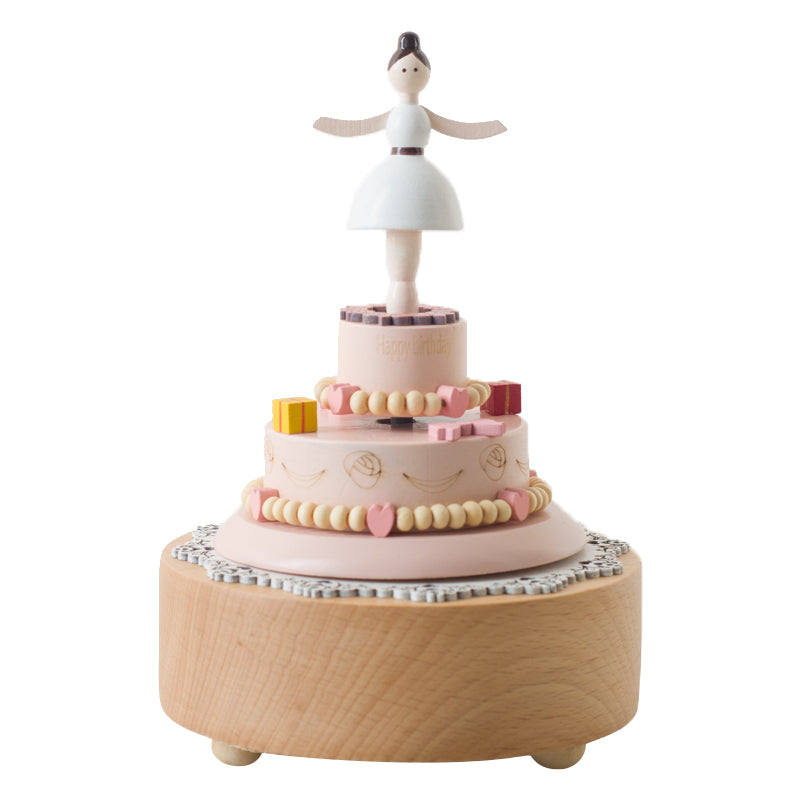 Wooden Dancing Ballerina Music Box Cake - Happy Birthday tune