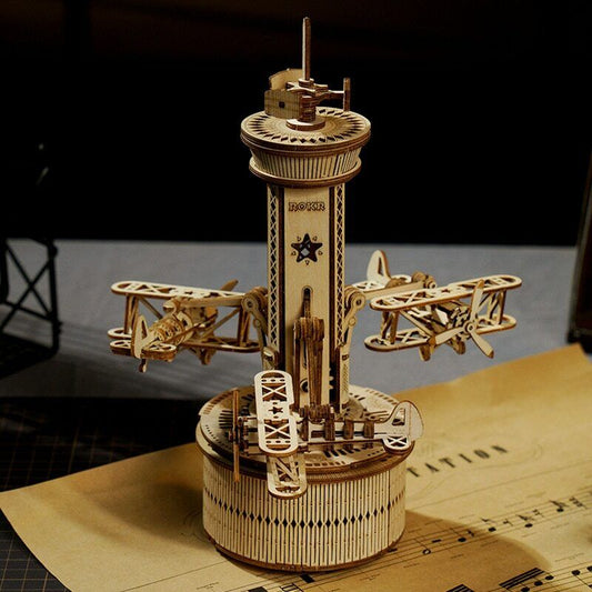 Robotime 3D Wooden Puzzle Toy - Air Control Tower Music Box - Woodylands Crafts