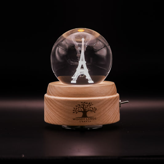 3D Crystal Baby Night Light Snowglobe Music Box - Eiffel Tower