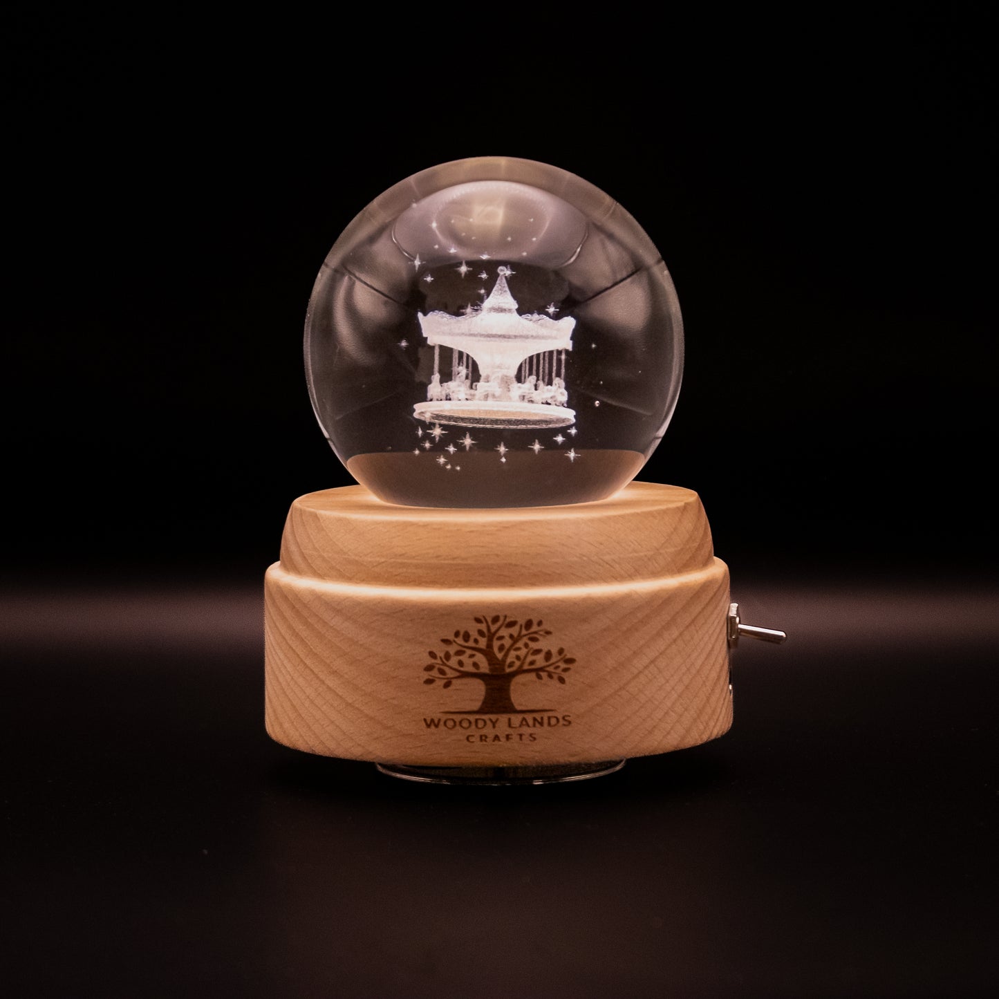 3D Crystal Baby Night Light Snowglobe Music Box - Merry Go Rounds Carousel