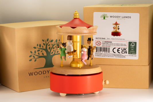 Wooden Music Box - Happy Dancing Family - The city of the sky tune