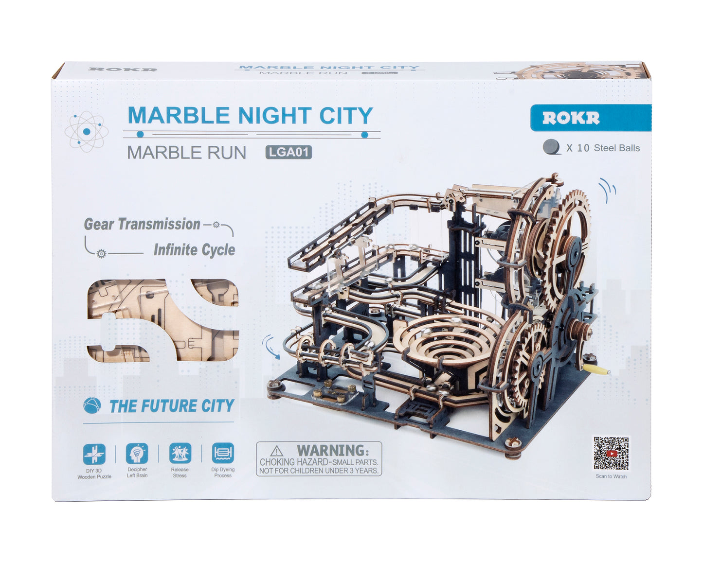Robotime DIY Wooden Toy - Marble Run - Night City - Woodylands Crafts