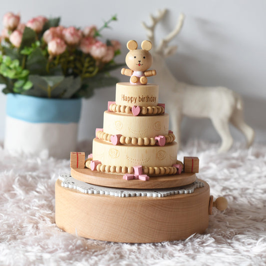 Wooden Music Box - Birthday Cake - Happy Birthday tune