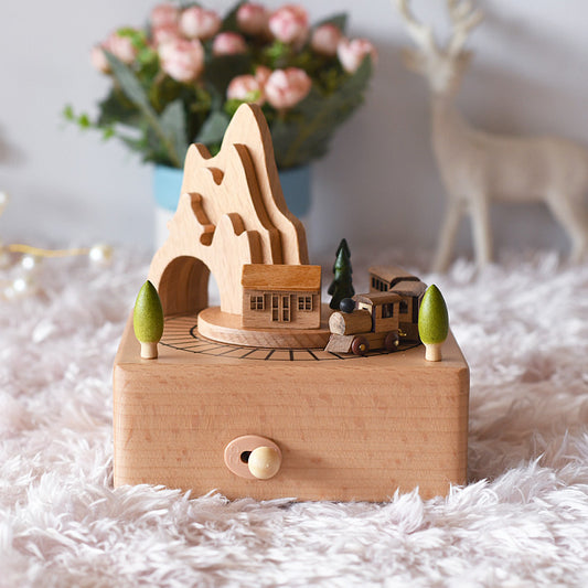 Wooden Music Box - Transiberian Wooden Train Music box - Spirited away tune