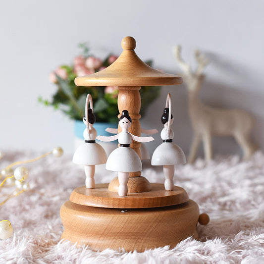 Wooden Dancing Ballerina Music Box - The city of the sky tune