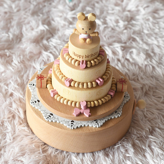 Wooden Music Box - Birthday Cake - Happy Birthday tune