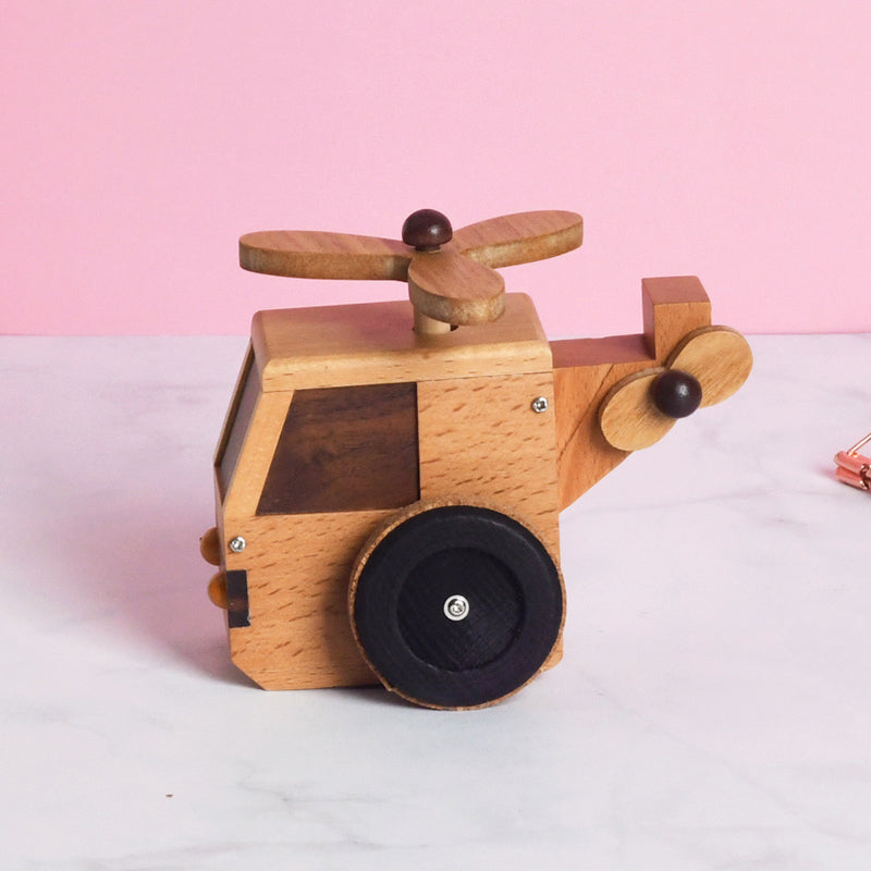 Wooden Helicopter Music Box - Memory tune - Woodylands Vehicles