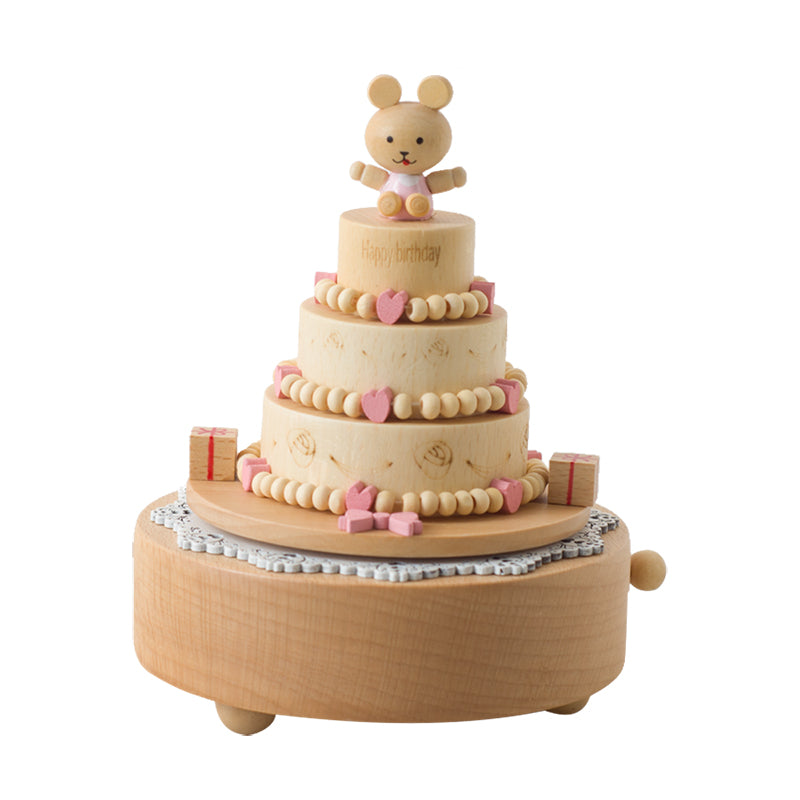 Wooden Music Box - Birthday Cake - Happy Birthday tune