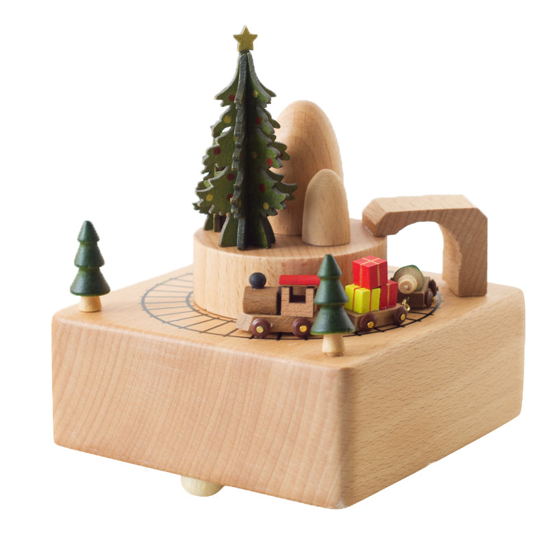 Christmas Music Box - Santa's Train with Gifts Wood colour - Merry Christmas tune