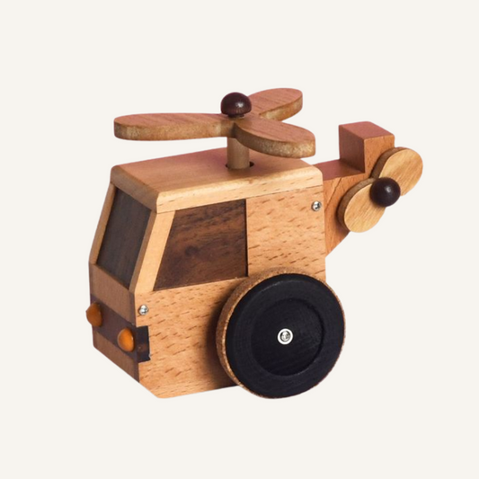 Wooden Helicopter Music Box - Memory tune - Woodylands Vehicles